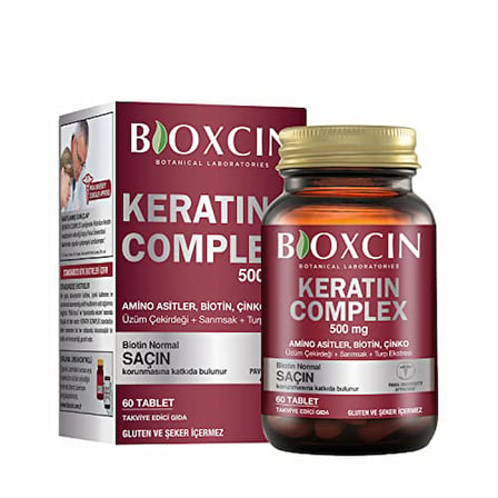 Bioxcin Keratin Complex Takviye Edici Gıda – 60 Tablet – Biotin, Çinko, Kolajen, Vitaminler ve Bitki