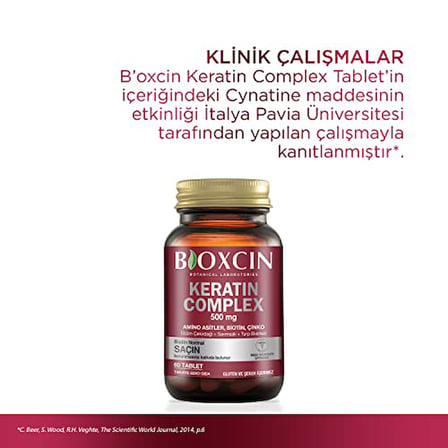 Bioxcin Keratin Complex Takviye Edici Gıda – 60 Tablet – Biotin, Çinko, Kolajen, Vitaminler ve Bitki