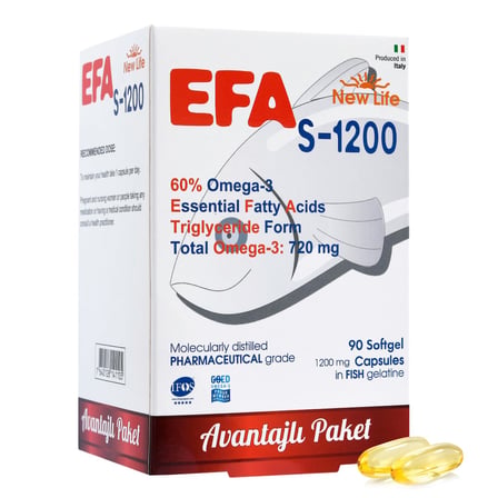 New Life Efa S-1200 90 Kapsül Balık Yağı - 720 Mg 3-396 Mg EPA - 264 Mg DHA