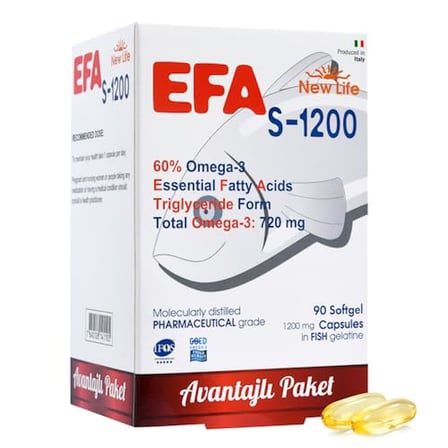 New Life Efa S-1200 90 Kapsül Balık Yağı - 720 Mg 3-396 Mg EPA - 264 Mg DHA