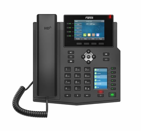 Fanvil X5U High-End VoIP Telefon, 3,5 inç Renkli Ekran, DSS Tuşları için 2,4 İnç Yan Renkli Ekran. 16 SIP Hatları, Çift Bağlantı Noktalı Gigabit Ethernet, Güç Adaptörü Dahil Değildir