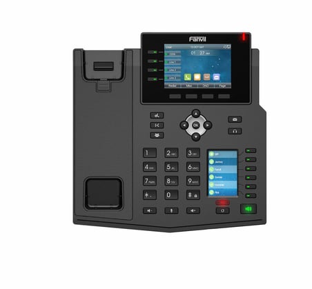 Fanvil X5U High-End VoIP Telefon, 3,5 inç Renkli Ekran, DSS Tuşları için 2,4 İnç Yan Renkli Ekran. 16 SIP Hatları, Çift Bağlantı Noktalı Gigabit Ethernet, Güç Adaptörü Dahil Değildir