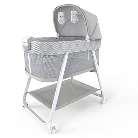 Ingenuity Lullanight Gem Bebek yatağı, 4 tekerlekli ve hava geçiren kenarlı, gri, 0-5 Ay, 7 kg'a kadar