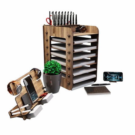 Kuk Robinia A4 Evrak Rafı Ofis Masaüstü Organizer Set (Siyah)