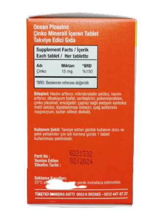 Ocean Picozinc Çinko%50 Hediye 30+15 Tablet