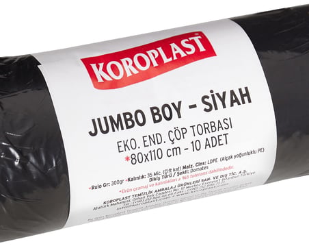 Koroplast Boy Ekonomik Endüstriyel Çöp Torbası 10'lu 20 Adet 80x110 Cm, Sızdırmaz Yırtılmaz,