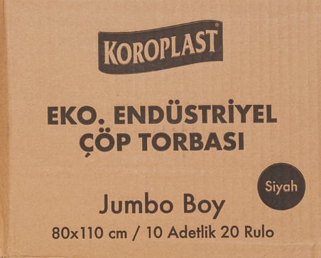 Koroplast Boy Ekonomik Endüstriyel Çöp Torbası 10'lu 20 Adet 80x110 Cm, Sızdırmaz Yırtılmaz,