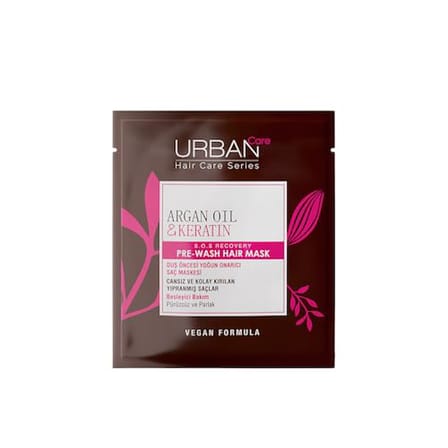URBAN Care Argan Yağı & Keratin Kolay Kırılan Saçlara Özel Duş Öncesi Saç Bakım Maskesi 50 ml- Vegan