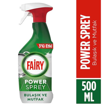 Fairy Power Sprey, 3'ü 1 arada, Bulaşıklarınız Ve Mutfağınız Için Zahmetsiz Temizlik Ve Parlaklık, L