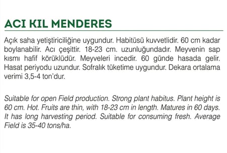 AGRODAL TARIM Ata Tohumu Yerli Sivri Biber Acı Kıl 100 Adet Tohum