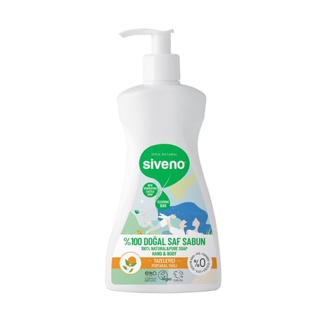 Siveno%100 Doğal Sıvı Kastil Sabun Portakal Yağlı Tazeleyici Nemlendirici Arındırıcı Bitkisel Vegan 300 ml