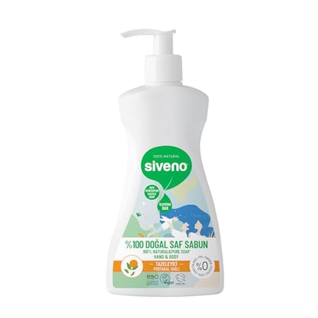 Siveno%100 Doğal Sıvı Kastil Sabun Portakal Yağlı Tazeleyici Nemlendirici Arındırıcı Bitkisel Vegan 300 ml