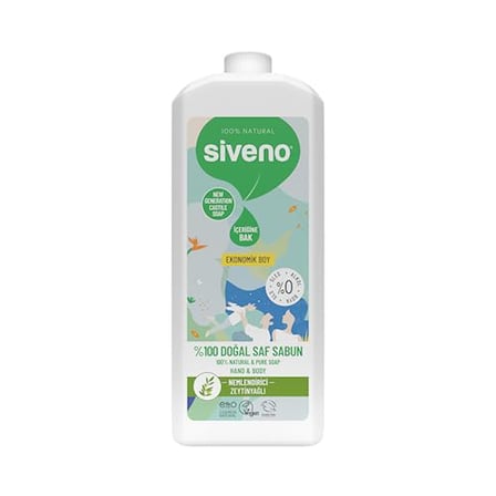 Siveno%100 Doğal Sıvı Kastil Sabun Zeytinyağlı Yoğun Nemlendirici Arındırıcı Bitkisel Vegan 1000 ml