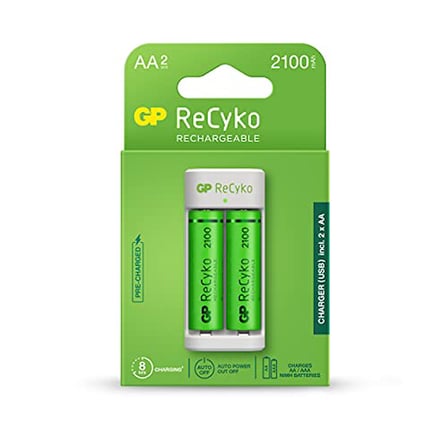 GP USB E211 2x Pil Şarj Cihazı 2 Adet 2100 AA Kalem Pilli Set, 1.2 V, LED Gösterge