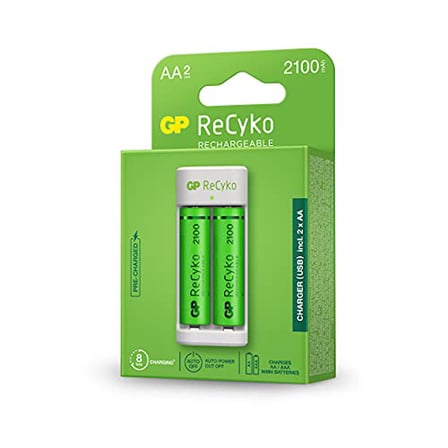 GP USB E211 2x Pil Şarj Cihazı 2 Adet 2100 AA Kalem Pilli Set, 1.2 V, LED Gösterge