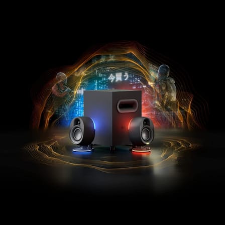steelseries 7 RGB Aydınlatmalı 2.1 Oyun Hoparlörleri, 2 Yönlü Hoparlör Tasarımı, Reaktif RGB A
