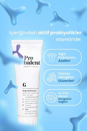 Probident Aktif Probiyotik Doğal Florürsüz Diş Macunu Üzüm Çekirdeği Özüt Ilaveli Ağız Kokusu