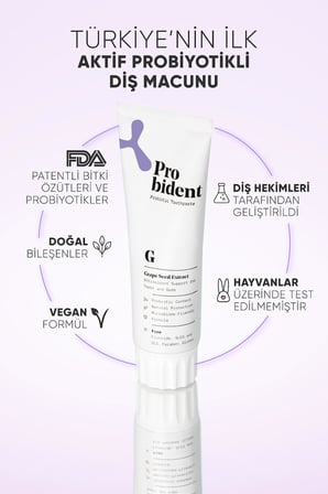 Probident Aktif Probiyotik Doğal Florürsüz Diş Macunu Üzüm Çekirdeği Özüt Ilaveli Ağız Kokusu