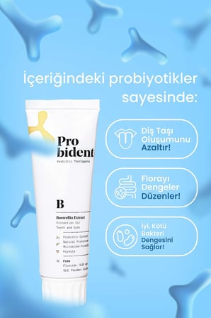 Probident Aktif Probiyotikli Florürsüz Akgünlük Özüt İlaveli Doğal Diş Macunu 75mL