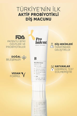 Probident Aktif Probiyotikli Florürsüz Akgünlük Özüt İlaveli Doğal Diş Macunu 75mL