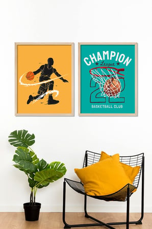 Vetro Basketbol Çerçeveli Poster Set 30x40 cm