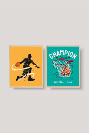 Vetro Basketbol Çerçeveli Poster Set 30x40 cm