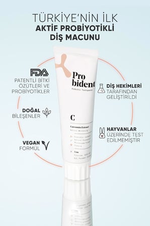 Probident Aktif Probiyotik Doğal Florürsüz Diş Macunu Zerdeçal Özüt Ilaveli Doğal Beyazlık 75 mL