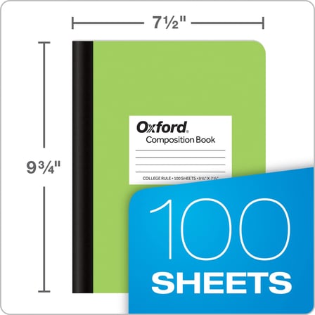 Oxford Kompozisyon Defterleri, 6'lı Paket, Kolej Çizgili Kağıt, 9-3/4 x 7-1/2 inç, 100 Yaprak, Çeşit