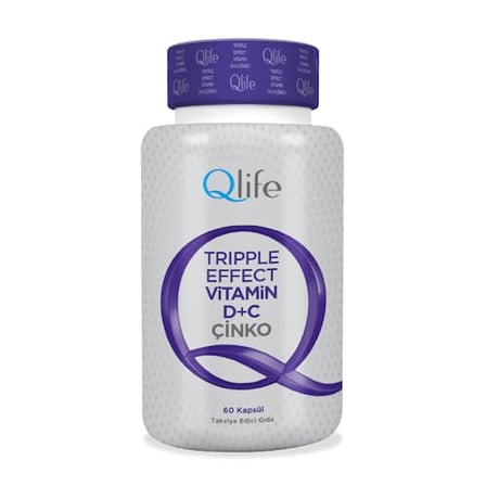 Qlife Tripple Effect Vitamin C+D Çinko 60 Kapsül