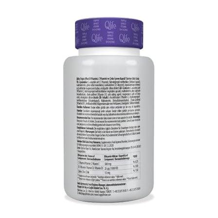 Qlife Tripple Effect Vitamin C+D Çinko 60 Kapsül