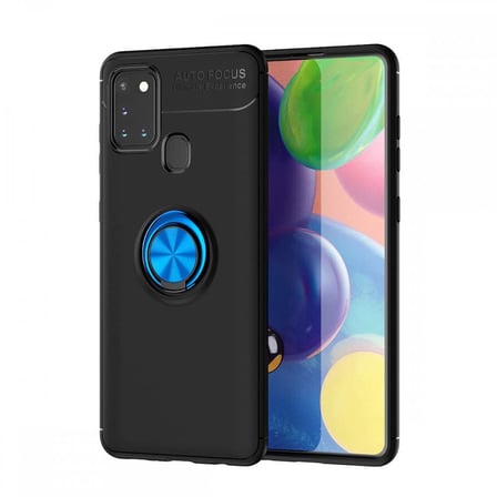 Nevarium Dtech A21S Uyumlu Kılıf Yüzüklü Silikon Range Siyah-Mavi