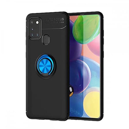 Nevarium Dtech A21S Uyumlu Kılıf Yüzüklü Silikon Range Siyah-Mavi