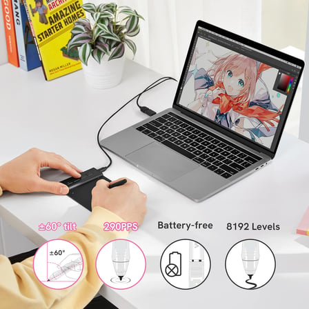 VEIKK OSU Tablet Grafik Tablet VK430 4x3 inç, Pilsiz Stylus 290RPS Raporlama Hızı, 8192 Baskı Hassasiyeti ve 4 Kullanılabilir Tuş, Windows/Android/Mac/Chrome OS ile Uyumlu
