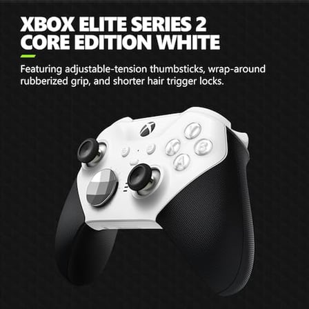 Xbox Elite Series 2 Core Wireless Gaming Controller – White – Xbox Series X|S, Xbox One, Windows PC, Android, and iOS