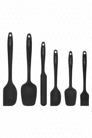 Valletta Drongo Isıya Dayanıklı Yanmaz Yapışmaz Silikon Spatula Seti 6 Parça Siyah