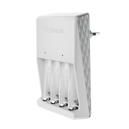 VARTA Akü şarj cihazı, 4 x AA 2100 mAh dahil, şarj edilebilir piller için pil şarj cihazı, aynı anda 2 veya 4 AA/AAA şarj eder, tak şarj cihazı, beyaz