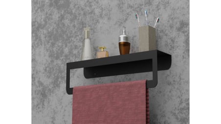 Risingmaber Siyah Havlu Tutacağı Raf Metal Havlu Askısı Mutfak Banyo Raflı Havluluk Metal Raflı Havl