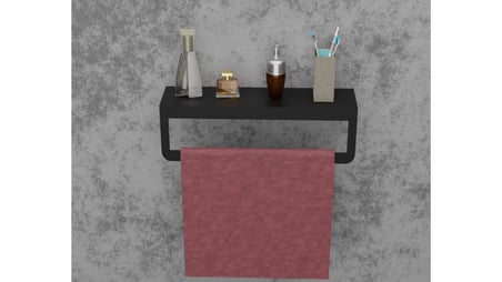 Risingmaber Siyah Havlu Tutacağı Raf Metal Havlu Askısı Mutfak Banyo Raflı Havluluk Metal Raflı Havl