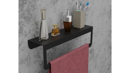Risingmaber Siyah Havlu Tutacağı Raf Metal Havlu Askısı Mutfak Banyo Raflı Havluluk Metal Raflı Havl