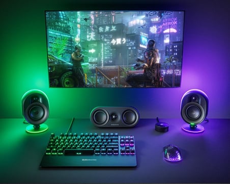 SteelSeries 9 RGB 5.1 Surround Optik ve Bluetooth Bağlantılı Oyun Hoparlörü