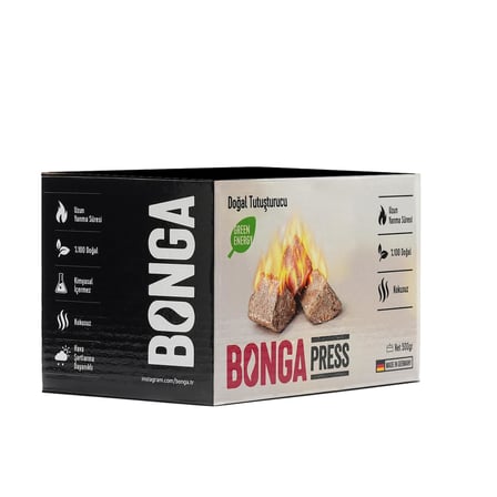 BONGA Soba, Şömine, Mangal Tutuşturucu 35 Adet 500 gr - Jel Ve Çıra Alternatifi Doğal Odun Yünü Press