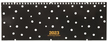 Keskin Color 2023 AJ-65 12x33,5 Haftalık Masa Ajandası, Siyah Puantiye