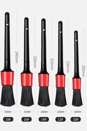 Mobee Detail Brush Araç Dip Köşe Temizlik 5'li Fırça Seti İç ve Dış Temizleme Fırçaları