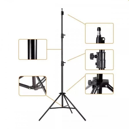 Coverzone Tripod Kamera Işık Ayağı Döküm Demir 940GR Fotoğraf Makinesi Paraflaş Kamera 70 cm-210 cm Açılabilir Katlanabilir Tripod Yayıncı Vlog Youtuber Işık Tripod Ayağı TR8899