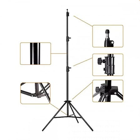 Coverzone Tripod Kamera Işık Ayağı Döküm Demir 940GR Fotoğraf Makinesi Paraflaş Kamera 70 cm-210 cm Açılabilir Katlanabilir Tripod Yayıncı Vlog Youtuber Işık Tripod Ayağı TR8899