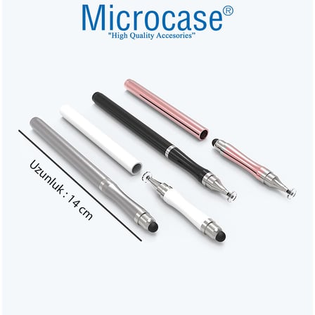 Microcase Universal Telefon Tablet iPad 2in1 Disk Uçlu Stylus Pen Dokunmatik Kalem - AL3464 (Siyah)