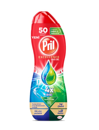Pril Excellence Duo Jel Bulaşık Makinesi Deterjanı 900ml 50 Yıkama Yağ Çözücü