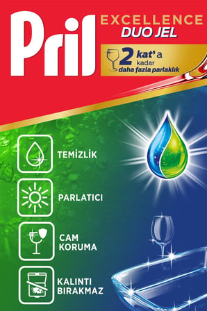 Pril Excellence Duo Jel Bulaşık Makinesi Deterjanı 900ml 50 Yıkama Yağ Çözücü