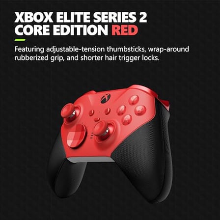 Xbox Elite Series 2 Core Wireless Gaming Controller – Red – Xbox Series X|S, Xbox One, Windows PC, Android, and iOS