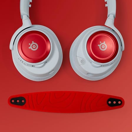 Steelseries Arctis Nova Booster Pack Cherry Red - Oyun Kulaklığı Aksesuarı - İki Renkli Naylon Kafa Bandı - Benzersiz Metalik Hoparlör Plakaları ile Kişisel Özelleştirilebilir - İmitasyon
